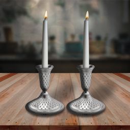 Diamond Design  Shabbat Candlesticks 5" tall Set of 2