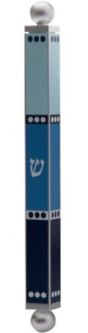 Artistic Mezuzah 6" by Dorit Shades of Blue Kosher $55 Parchment Included