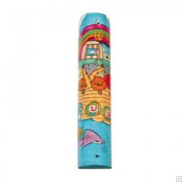 Children's Hand Painted Small Wooden Mezuzah Noach's Ark Kosher $55 parchment included
