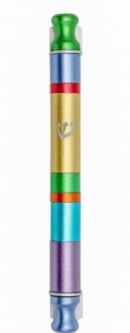 Anodized Cylinder Mezuzah By Emanuel Wide Stripes in Rainbow Colors Kosher $50 Parchment included