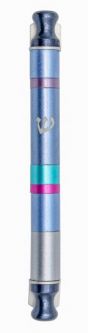 Anodized Cylinder Mezuzah By Emanuel Wide Blue Stripes Pink Accent Kosher $50 Parchment included