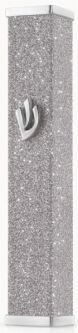 Silver Sparkling Contemporary Mezuzah by Israeli Designer Hadarya Kosher Parchment included