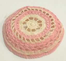 Ladies Women's Lace Crochet Hair covering Custom Hand Made Knit Kippah Yarmulke 5.5" One-of -a kind