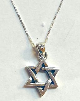 925 Sterling Silver Star of David 0.75" Pendant with Chain Made in Israel