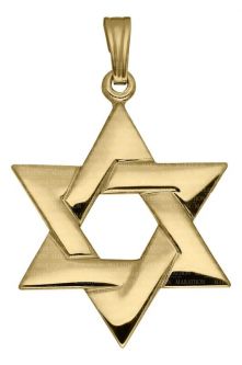 14K YG Magen David Star of David Large Pendant Necklace (Optional Chain) Made in the USA