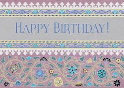 Happy Birthday Floral Jewish Art Greeting Card by Mickie Caspi