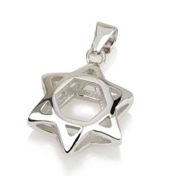 925 Sterling Silver 3D Star of David 0.55"x 0.75" Pendant NecklaceMade in Isreal