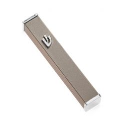 Modern Aluminum Champagne Colored Mezuzah Kosher $50 Parchment included