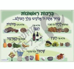 Brachot Richonot Food Blessings Jewish Hebrew Educational Poster Full of Color Great for a Classroom