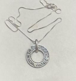 PSUKIM 925 Sterling Silver Round Pendant Necklace Biblical Inscription If I forget you Jerusalem