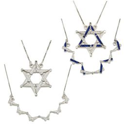 Butterfly Star of David 925 Sterling Silver CZ Reversible Necklace Sephardic Traditional Jewelry