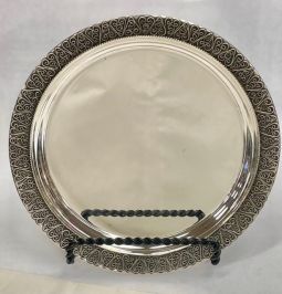 925 Sterling Silver Yemenite Filigree Tray Plate 6" Hand Made in Israel By Zadok