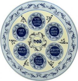 Glass Passover Seder Plate "Cobalt Blue Ornaments"