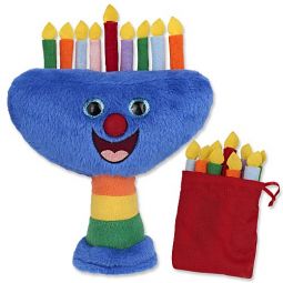"Chanukah Toy" Plush Musical Menorah with 9 Candles and Pouch Plays 2 Hanukkah Songs 7 1/2" H
