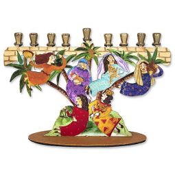 Sold out Chanukah Painted Metal Menorah "Women of the Torah" Designed by Jessica Sporn