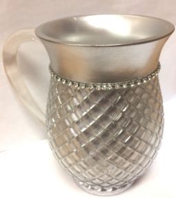 Acrylic Diamond Silver Design Netilat Yadayim / Washing Cup