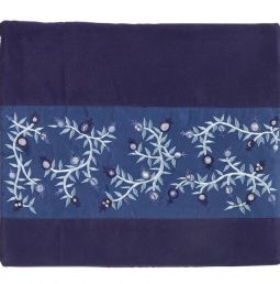Blue Microsuede Tallit / Tefillin Bag 10"x 8" Embroidery Pomegranates Made in Israel By Emanuel
