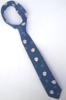 Chanukah Designer Blue Adult Tie "Dreidels" By Jacob Alexander