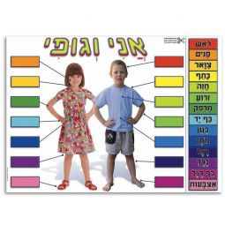 Ani Ve Gufi My Parts of the Body Interactive Large Hebrew Poster 27"x 19"