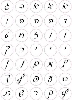 Hebrew Alef-Bet Letters in Script Jewish Stickers 0.75" Diameter Set of 350 made in Israel