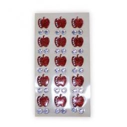 Apples 0.5" & Gems Puffy Glittery Jewish Rosh Hashana Stickers Set of
