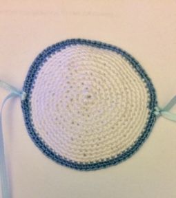 Baby Boy Kippah Yarmulke Crochet Knit with Strings Hand Made in USA Great for Brit Milah Cerem