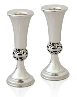 925 Sterling Silver Devora Small Candlesticks / Candle Holders Made in Israel by NADAV
