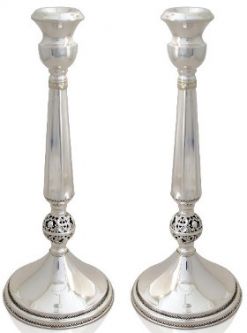 10.5" Traditional 925 Sterling Silver Filigree Candlesticks 10.5" Hand Made in Israel By NADAV