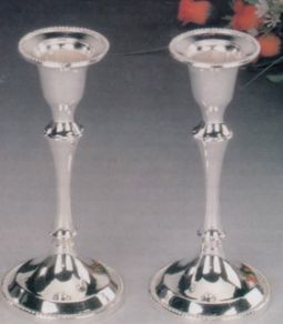 Silver Plated Shabbat Candlesticks 5" Set of 2