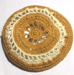 Designer Ladies Crochet Lace Kippah / Hair Covering for Women Honey / Cream Hand Made