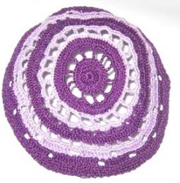Designer Ladies Womens Kippah / Hair Covering Purple / Lilac Crochet Lace Custom Hand Made Great for