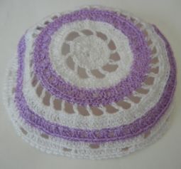 Ladies Girls Bat Mitzvah Kippah Hair covering White Lilac Crochet Lace Knit Hand Made Design vary