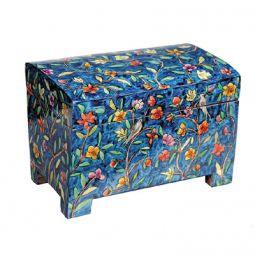 Last available Wooden Etrog Box Holder Oriental Floral Design Hand Painted in Israel By Emanuel