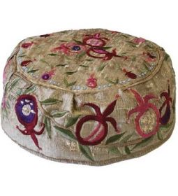 Gold Pomegranate Buchari Style Women's Hat Hair Covering Kippah Hand Made in Israel By Emanuel