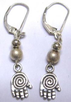 Designer Sterling Silver / Pearls Earrings - Hamsa - Leverback