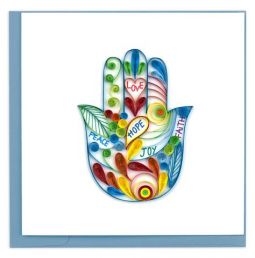 Jewish Luxury Quilling Greeting Card " Hamsa Multicolor " Hand Made