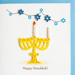 Chanukah Menorah Jewish Quilling Card
