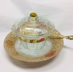 Artistic Honey Dish with Lid, Plate & Spoon Made in Israel by Lily ART