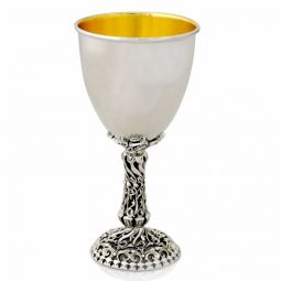 925 Sterling Silver "OR" Kiddush Cup Enameled Goblet 5.5'' Made in Israel By NADAV