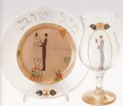 Artistic Wedding Glass set Made in Israel by Lily ART
