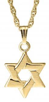 14K Yellow Solid Gold Star of David Child's Pendant & 15" Rope Chain Comes in a Gift Box