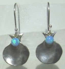925 Sterling Silver / Opals Earrings "Pomegranates" Hand Made by LIOR in Israel