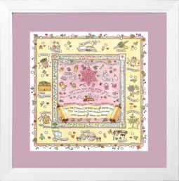 Blessing for a Girl Framed Jewish Art By Mickie Caspi 18"x 18" Great gift for a Newborn Baby Girl