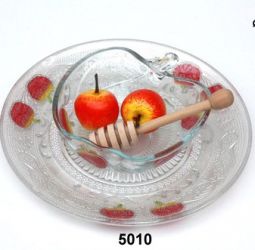 Artistic Glass Honey Dish "Apples" Set of 3 Hand Made in Israel By Racheli