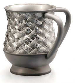 Acrylic Silver Ropes Netilat Yadaim Washing Cup 6" high