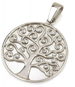925 Strerling Silver Swarovski Crystals Art Deco Tree of Life Pendant Necklace Authentic Handmade