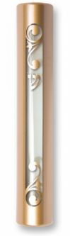 Modern Transparent Design Mezuzah in Red Gold 6" Made in ISRAEL by KFIR Kosher Parchment included