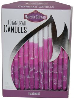 Executive Collection Chanukah Candles Purple Pink White Hand Made 45 Pack