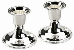 Silver Plated Shabbat Candlesticks / Candeholder 2.5"
