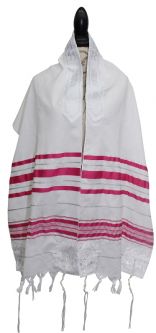 Fuchsia & Silver Women's Tallit / Prayer Shawl Acrylic Available in sizes 18"x 72" and 24" x 72"